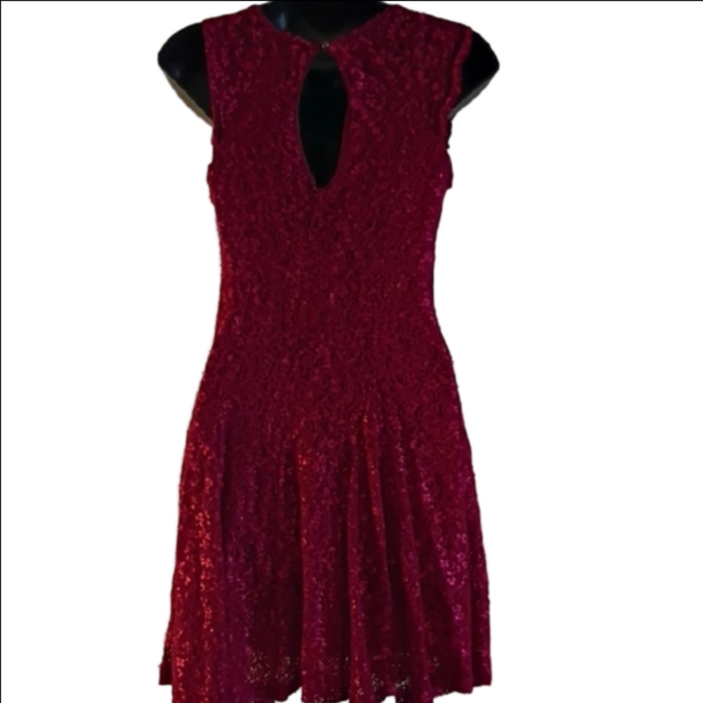 Burgundy Sheen  Lace Dress By City Studio. Great Boho Vibes. Size Small. - Picture 7 of 15